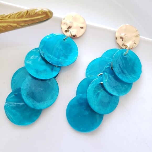 New! Zara Natural Shell Earrings - Picture 1 of 10